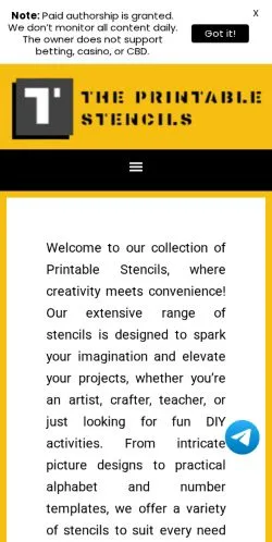 Anteprima del sito The Printable Stencils, media di Stati Uniti per articoli sponsorizzati