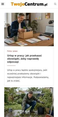 Preview of the TwojeCentrum website, a media outlet in Poland for sponsored articles