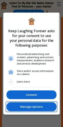 Anteprima del sito Keep Laughing Forever, media di Stati Uniti per articoli sponsorizzati