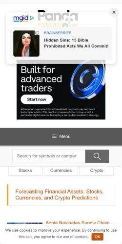 Forhåndsvisning av nettstedet PandaForecast, medium fra USA for sponsede artikler