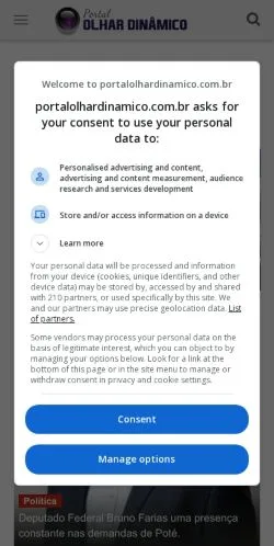Anteprima del sito Portal Olhar Dinâmico, media di Brasile per articoli sponsorizzati
