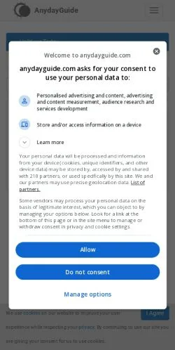 Pré-visualização do site AnydayGuide, meio de Estados Unidos para artigos patrocinados