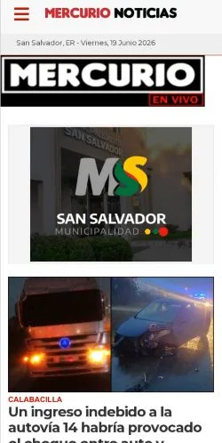 Podgląd witryny Mercurio Noticias, medium z kraju Argentyna do artykułów sponsorowanych