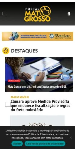 Anteprima del sito PORTAL MATO GROSSO, media di Brasile per articoli sponsorizzati