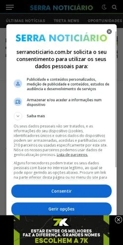 Anteprima del sito Serra Noticiário, media di Brasile per articoli sponsorizzati