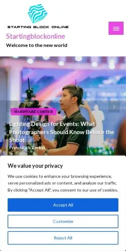 Forhåndsvisning av nettstedet Startingblockonline, medium fra USA for sponsede artikler