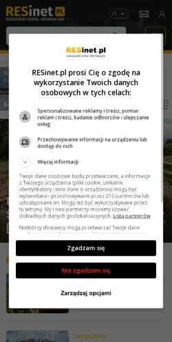 スポンサード記事向けのポーランドメディア、Rzeszów RESinetのサイトプレビュー
