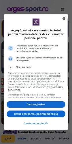 Anteprima del sito argeşSPORT, media di Romania per articoli sponsorizzati
