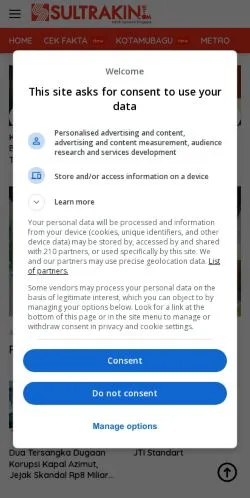 Anteprima del sito SultraKini, media di Indonesia per articoli sponsorizzati