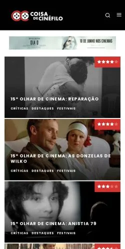 Anteprima del sito Coisa de Cinéfilo, media di Brasile per articoli sponsorizzati