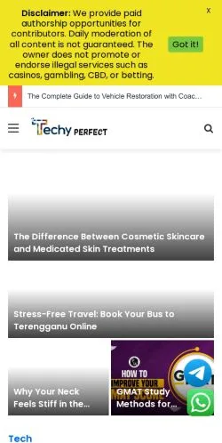 Forhåndsvisning av nettstedet Techy Perfect, medium fra USA for sponsede artikler