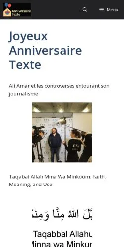 Anteprima del sito Joyeux Anniversaire Texte, media di Francia per articoli sponsorizzati