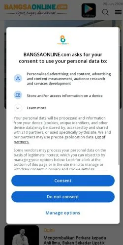 スポンサード記事向けのインドネシアメディア、Bangsaonlineのサイトプレビュー