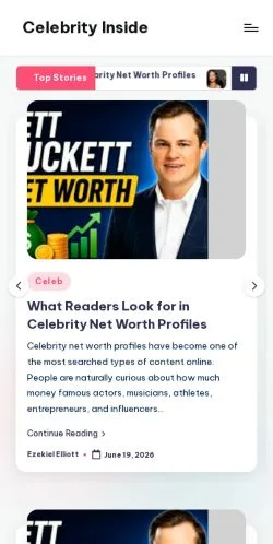 Anteprima del sito Celebrity Inside -, media di Regno Unito per articoli sponsorizzati