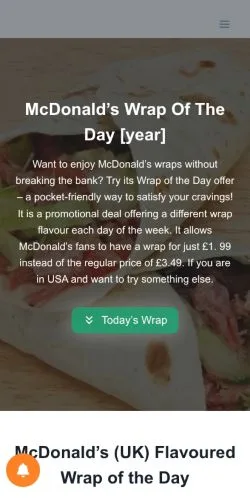 Anteprima del sito McDonald's UK, media di Regno Unito per articoli sponsorizzati