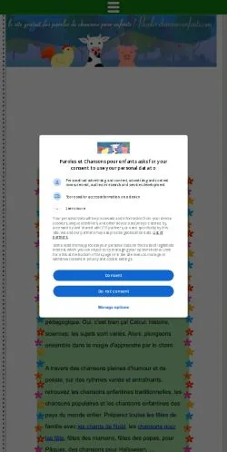 Podgląd witryny Paroles Chansons Enfants, medium z kraju Francja do artykułów sponsorowanych
