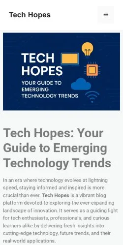 Anteprima del sito Tech Hopes, media di Stati Uniti per articoli sponsorizzati