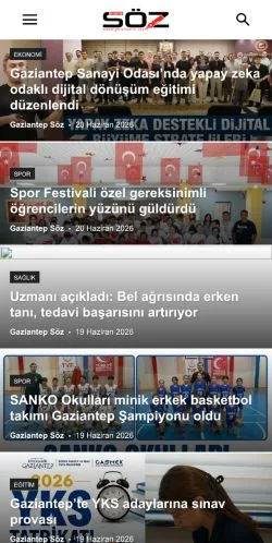 Anteprima del sito Gaziantep Söz, media di Turchia per articoli sponsorizzati