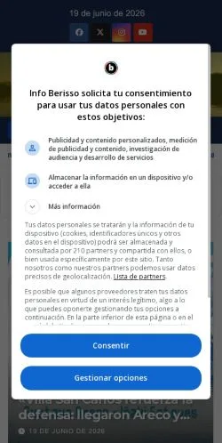 Podgląd witryny InfoBerisso, medium z kraju Argentyna do artykułów sponsorowanych