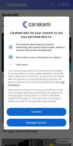 Aperçu du site Carakami, média de Indonésie pour articles sponsorisés
