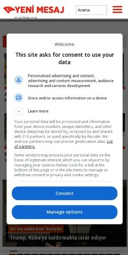 스폰서 기사용 튀르키예 매체 Yeni Mesaj Internet Sitesi 사이트 미리보기