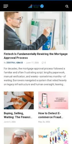 Voorbeeld van de site FintechWorldz, medium uit Verenigde Staten voor gesponsorde artikelen