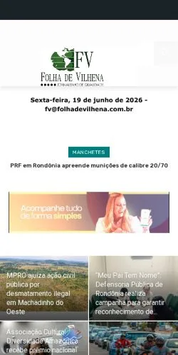 Podgląd witryny Folha de Vilhena, medium z kraju Brazylia do artykułów sponsorowanych