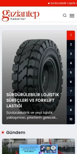 Anteprima del sito Gaziantep Haberler, media di Turchia per articoli sponsorizzati