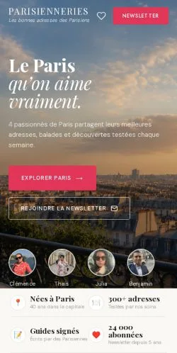 Anteprima del sito Parisienneries, media di Francia per articoli sponsorizzati
