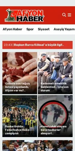 Podgląd witryny Afyon Haber, medium z kraju Turcja do artykułów sponsorowanych