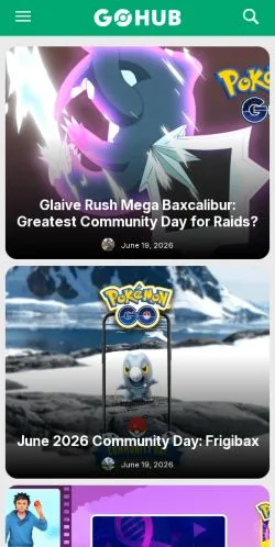 Podgląd witryny Pokémon GO Hub, medium z kraju Stany Zjednoczone do artykułów sponsorowanych
