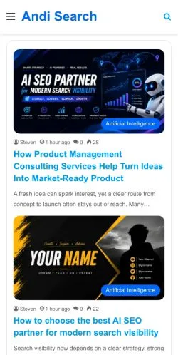 スポンサード記事向けのインドメディア、Andisearch AIのサイトプレビュー