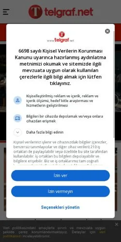 Vista previa del sitio Telgraf Gazetesi, medio de Turquía para artículos patrocinados