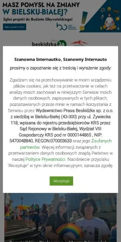 Anteprima del sito Beskidzka24, media di Polonia per articoli sponsorizzati