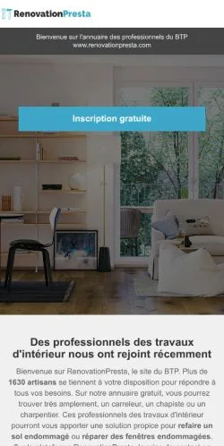 스폰서 기사용 프랑스 매체 Renovationpresta 사이트 미리보기