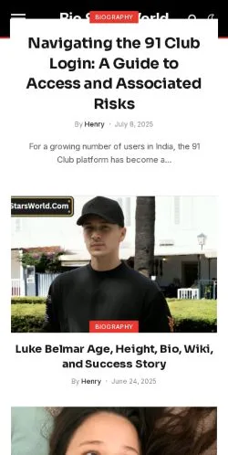 Voorbeeld van de site Bio Stars World -, medium uit Verenigde Staten voor gesponsorde artikelen