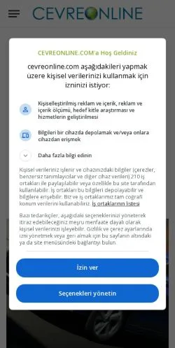 Sponsorlu makaleler için Türkiye medyası CEVREONLINE sitesinin önizlemesi
