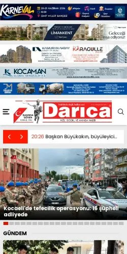 Podgląd witryny Darıca Gazetesi, medium z kraju Turcja do artykułów sponsorowanych