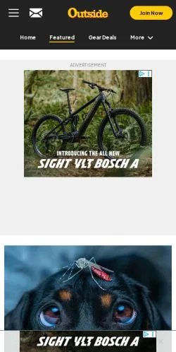 Förhandsvisning av webbplatsen Outside, medium i USA för sponsrade artiklar