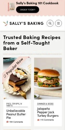 Anteprima del sito Sally's Baking Addiction, media di Stati Uniti per articoli sponsorizzati