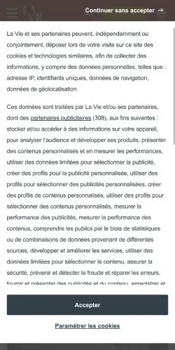 Anteprima del sito La Vie, media di Francia per articoli sponsorizzati