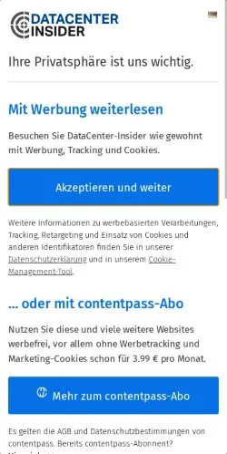 Vista previa del sitio DataCenter-Insider, medio de Alemania para artículos patrocinados