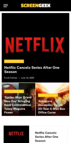 Förhandsvisning av webbplatsen ScreenGeek, medium i USA för sponsrade artiklar