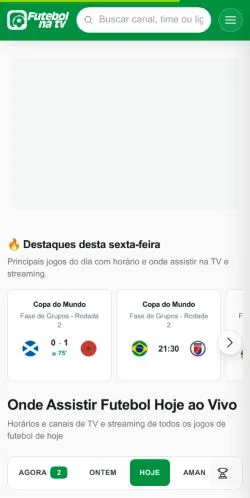 Podgląd witryny Futebol Na TV, medium z kraju Brazylia do artykułów sponsorowanych