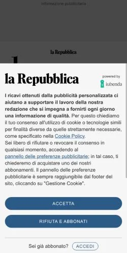 Forhåndsvisning af D La Repubblica, medie fra Italien til sponsorerede artikler