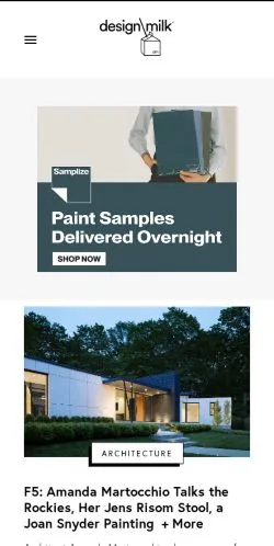 스폰서 기사용 미국 매체 Design Milk 사이트 미리보기