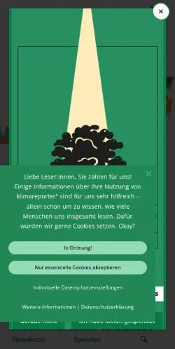 Podgląd witryny klimareporter°, medium z kraju Niemcy do artykułów sponsorowanych