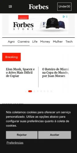 スポンサード記事向けのブラジルメディア、Forbes Brasilのサイトプレビュー