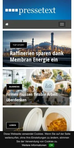 Voorbeeld van de site Pressetext, medium uit Duitsland voor gesponsorde artikelen