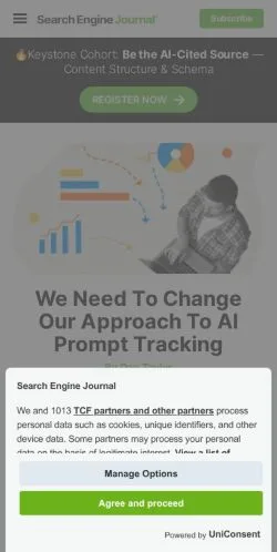 Anteprima del sito Search Engine Journal, media di Stati Uniti per articoli sponsorizzati